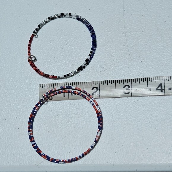 Retro Beaded Hoop Coil Bracelets Mixed Colors Set Of 3 Boho Fashion Jewelry - Picture 5 of 6